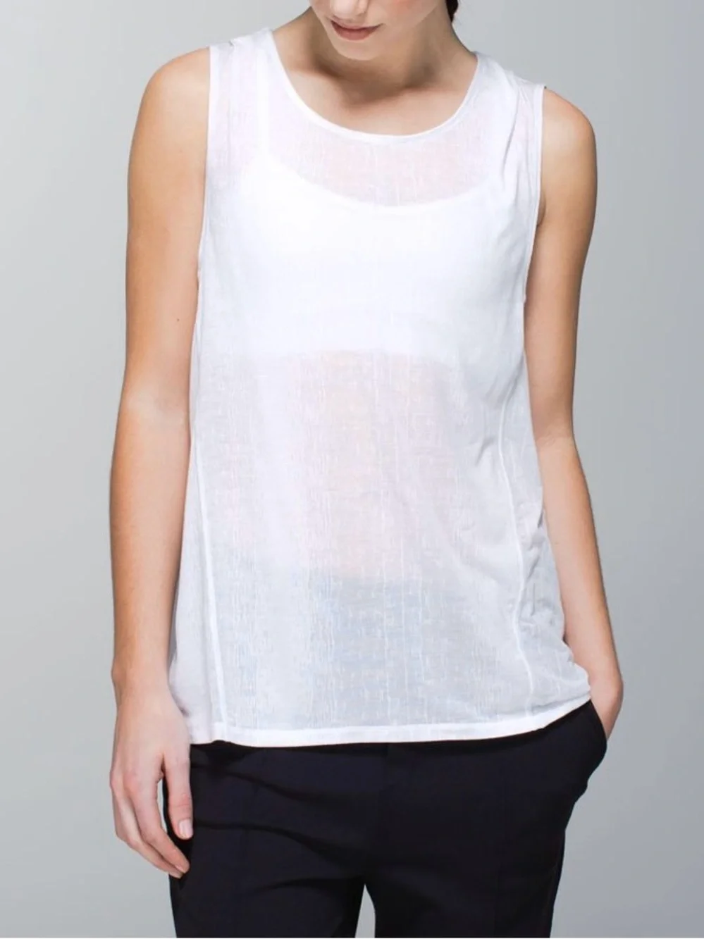 Lululemon Misty Stripe Burnout White Lightweight Tank Top